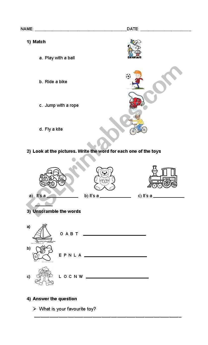 TOYS worksheet