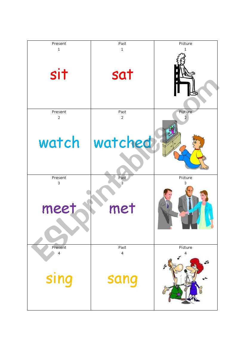 Past Simple Matching Game worksheet