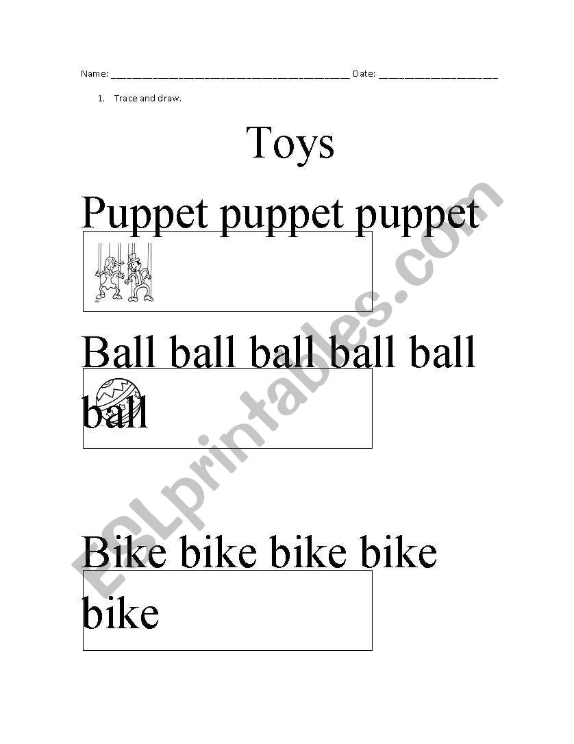 Toys worksheet