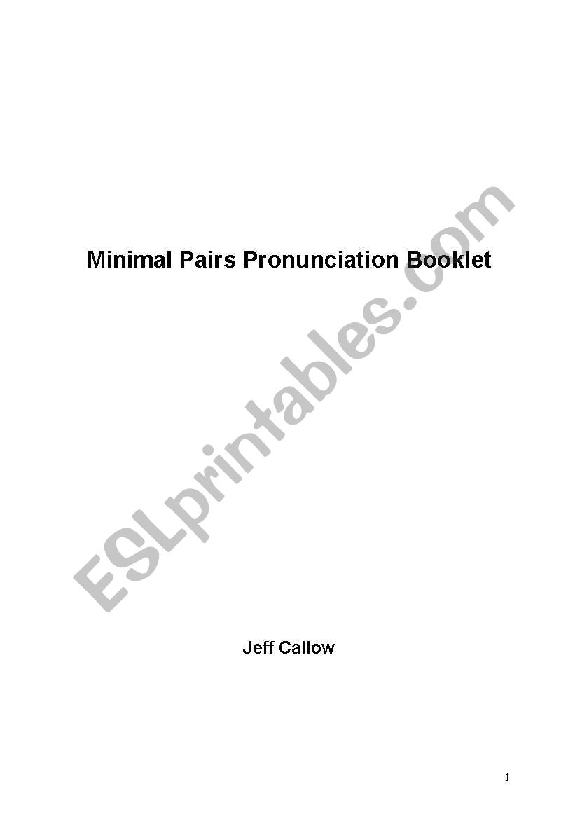 Minimal Pairs Pronunciation Booklet (for Asians learning ESL)