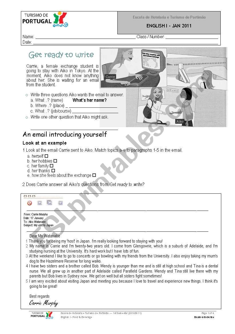 e-mails worksheet