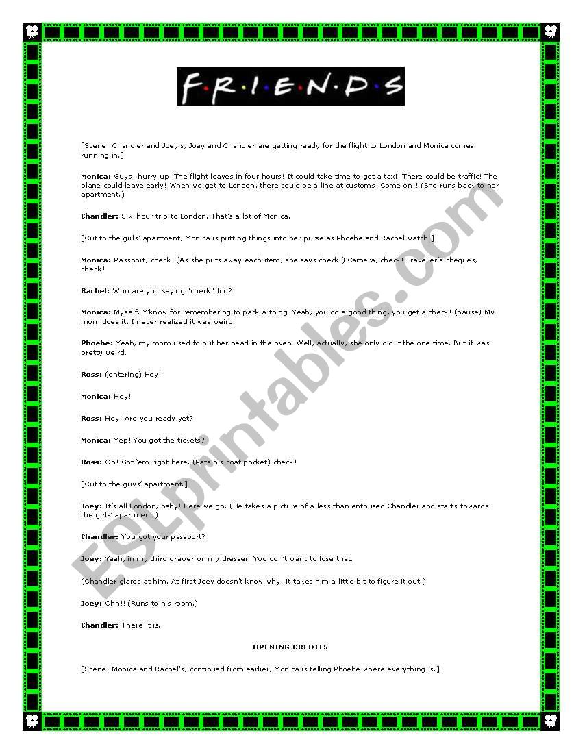 Friends worksheet