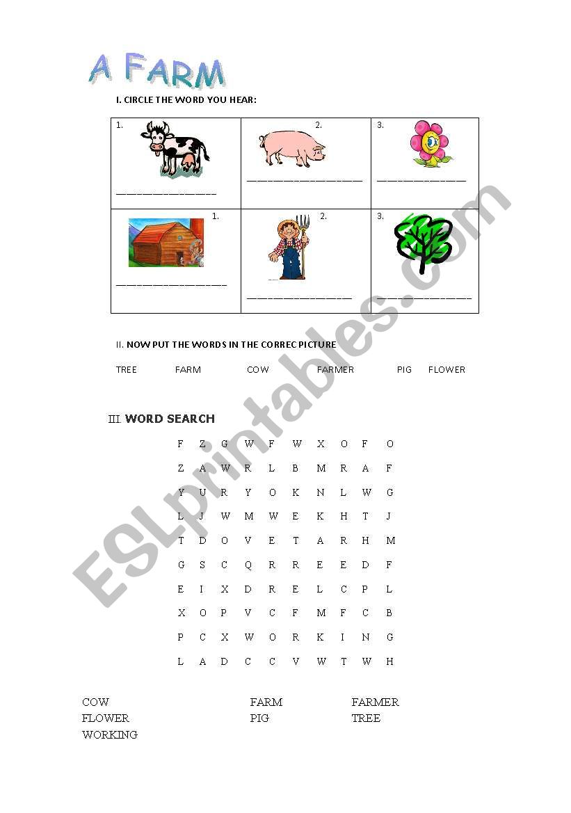 A farm worksheet