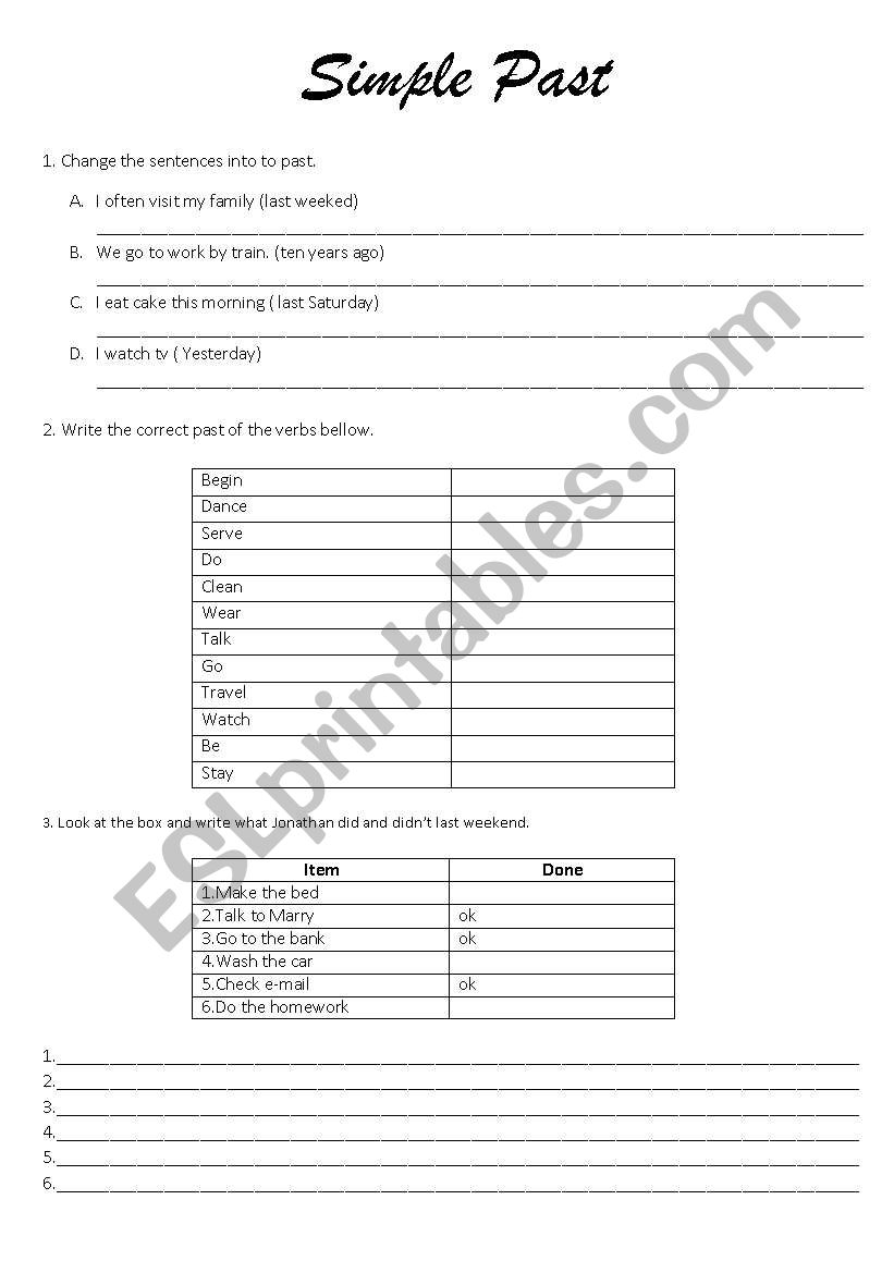 Simple Past worksheet