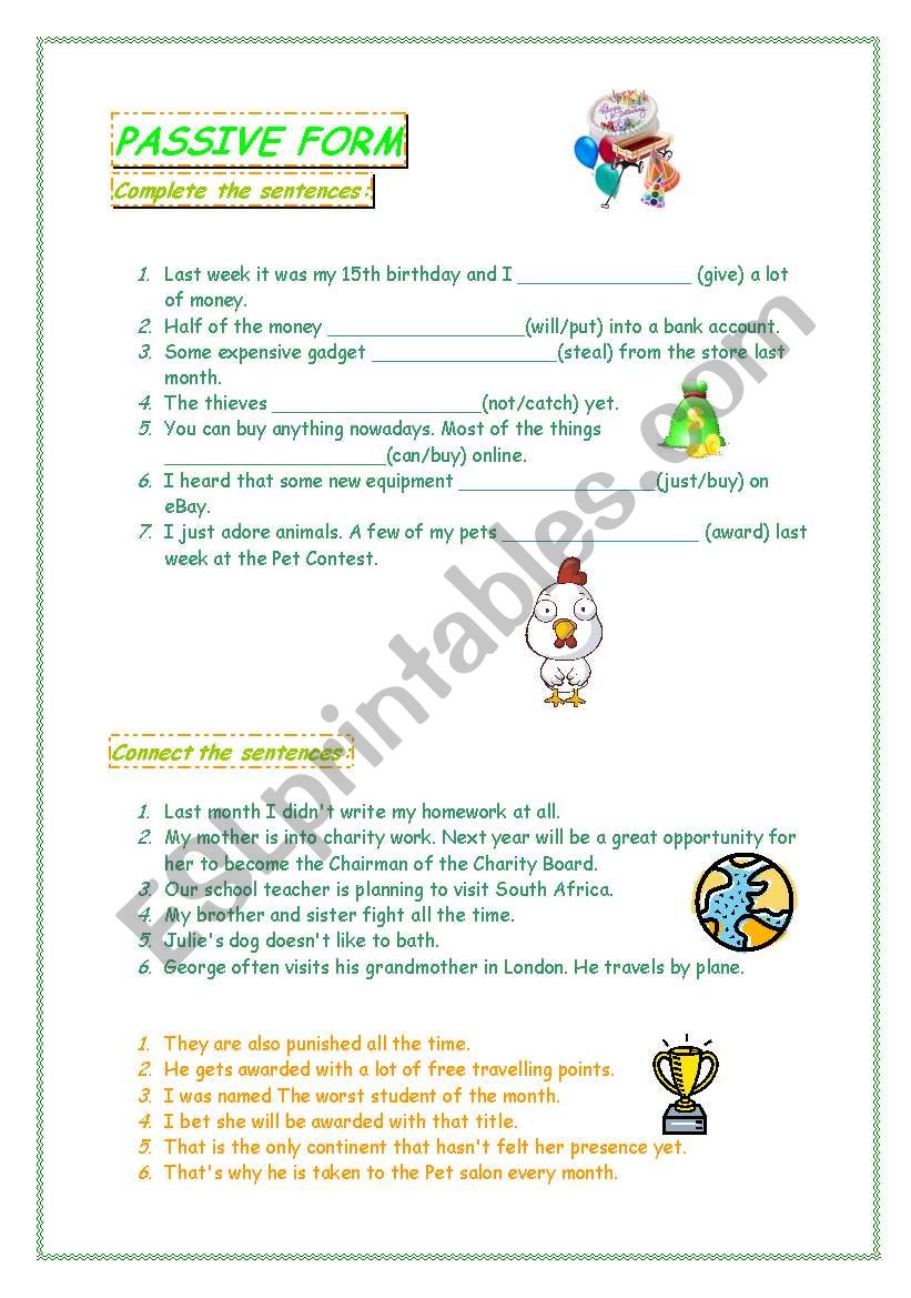 Passive form worksheet