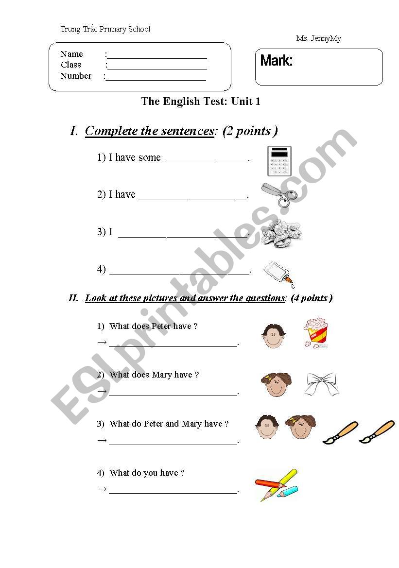 Test for beginner students_A worksheet