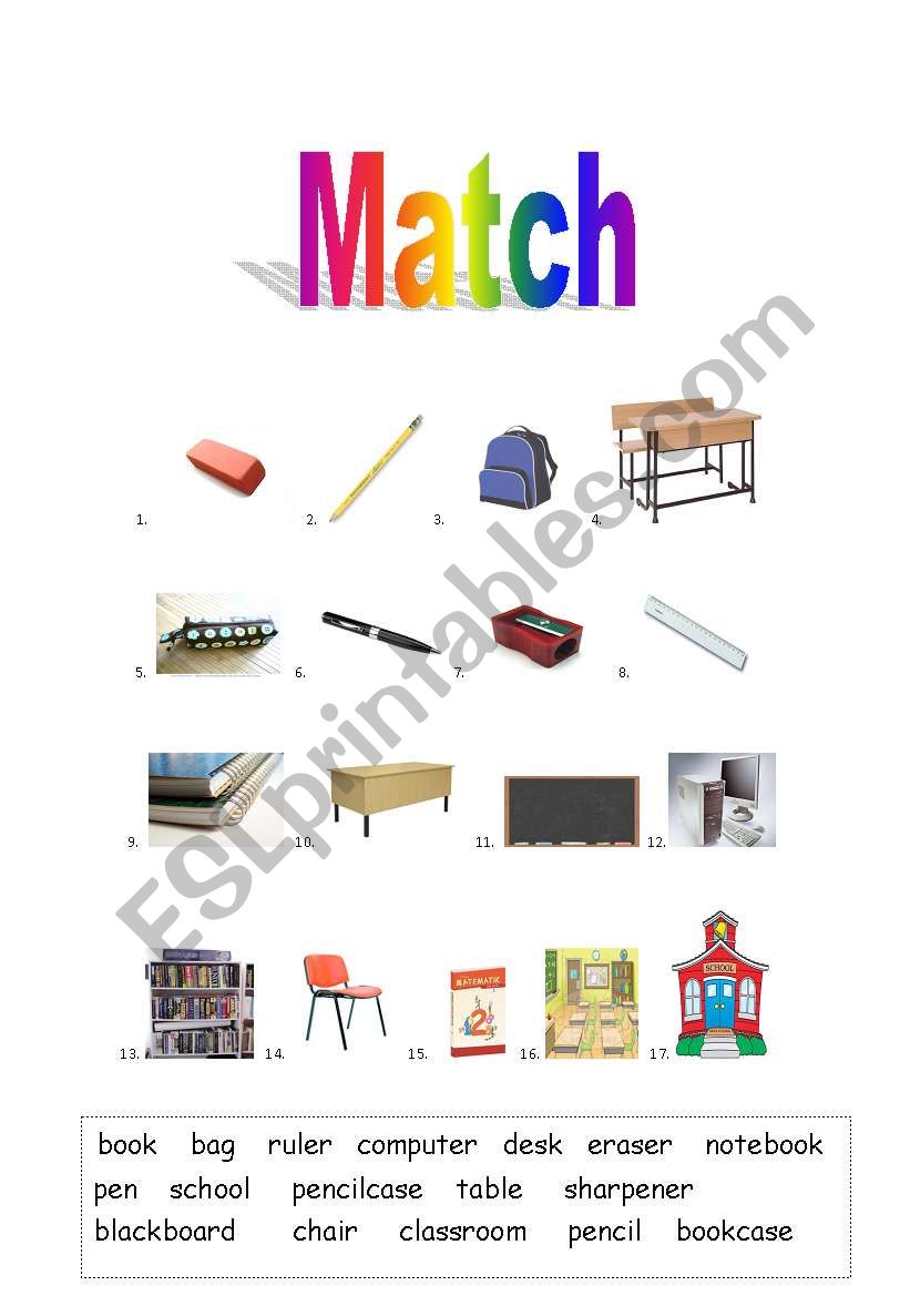 classroom objects worksheet
