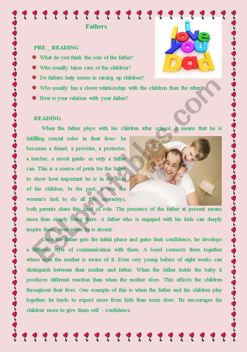 fathers worksheet