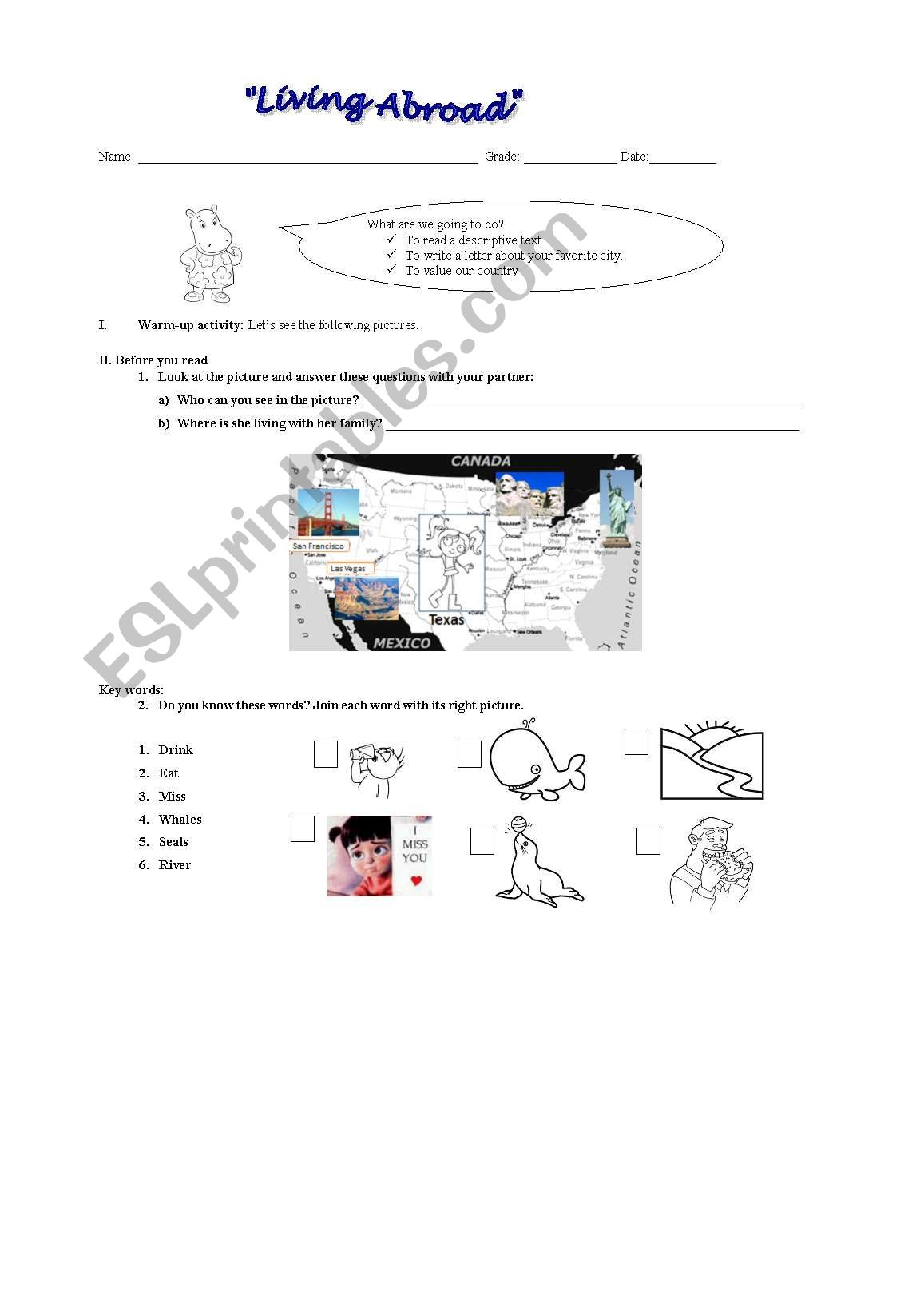 Living Abroad worksheet