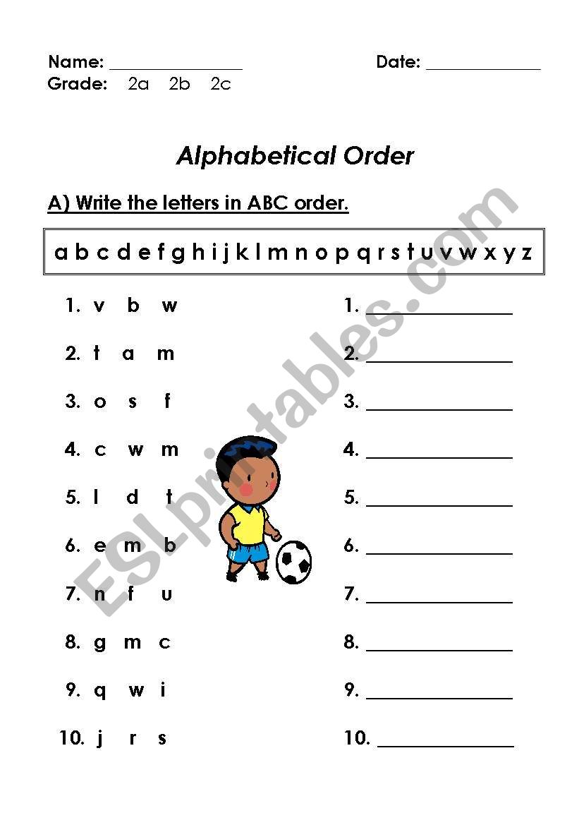 ABC ORDER worksheet