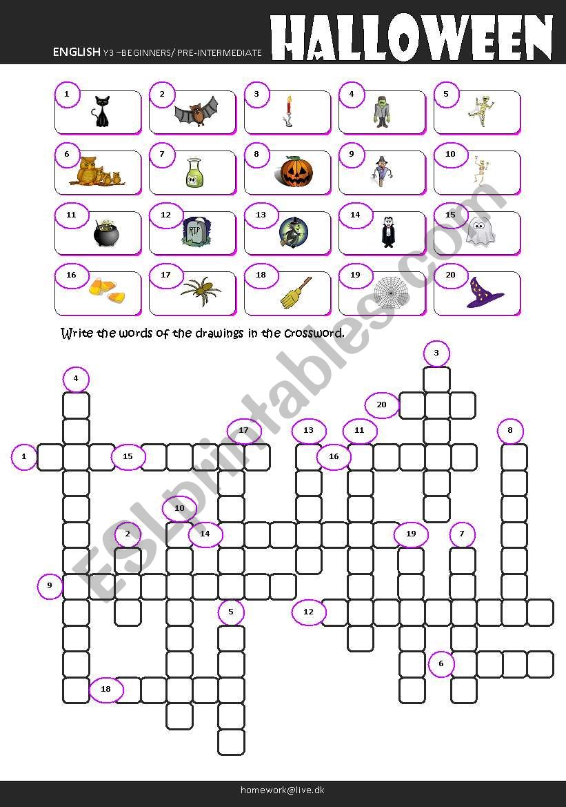 Halloween Crossword worksheet