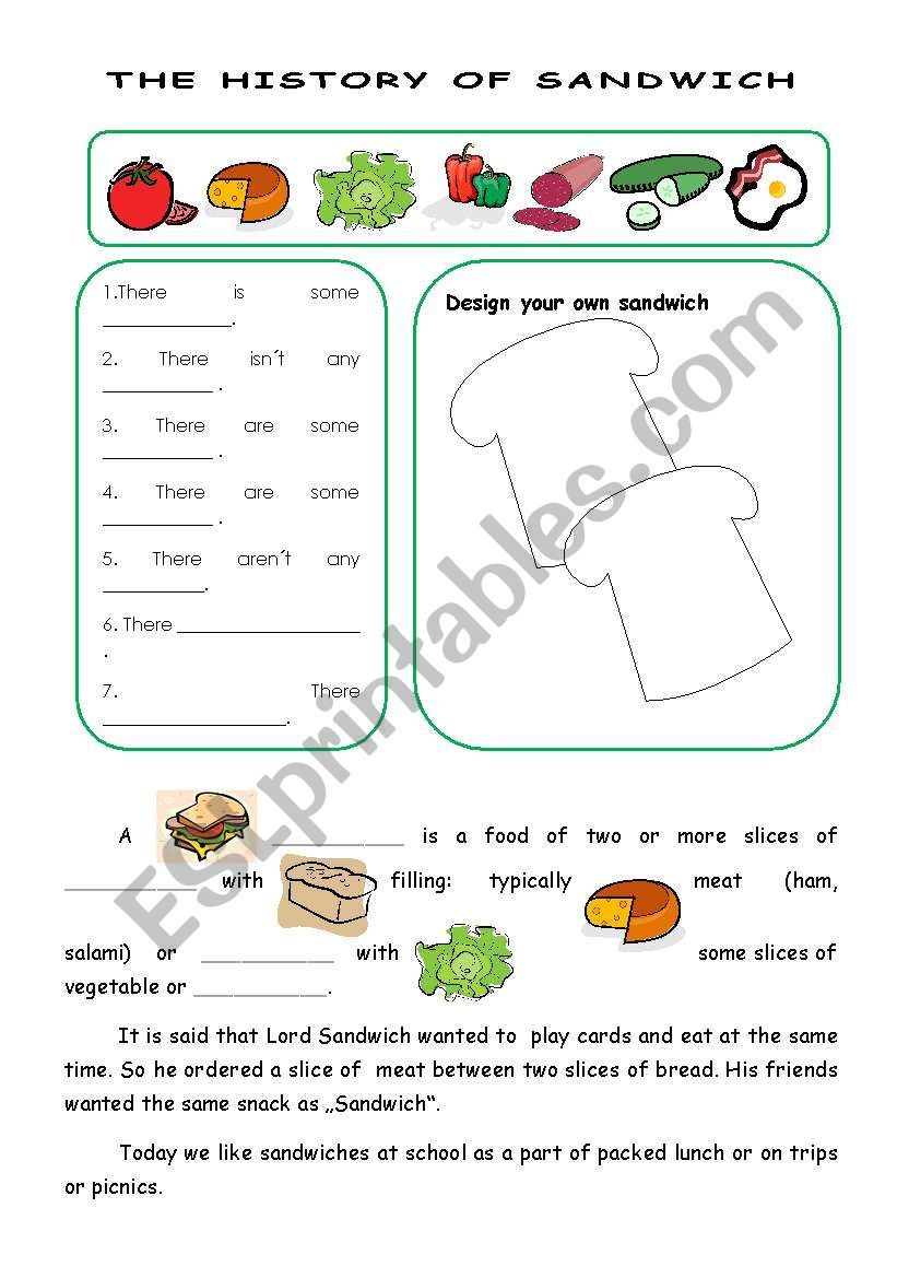 The history of sandwich worksheet