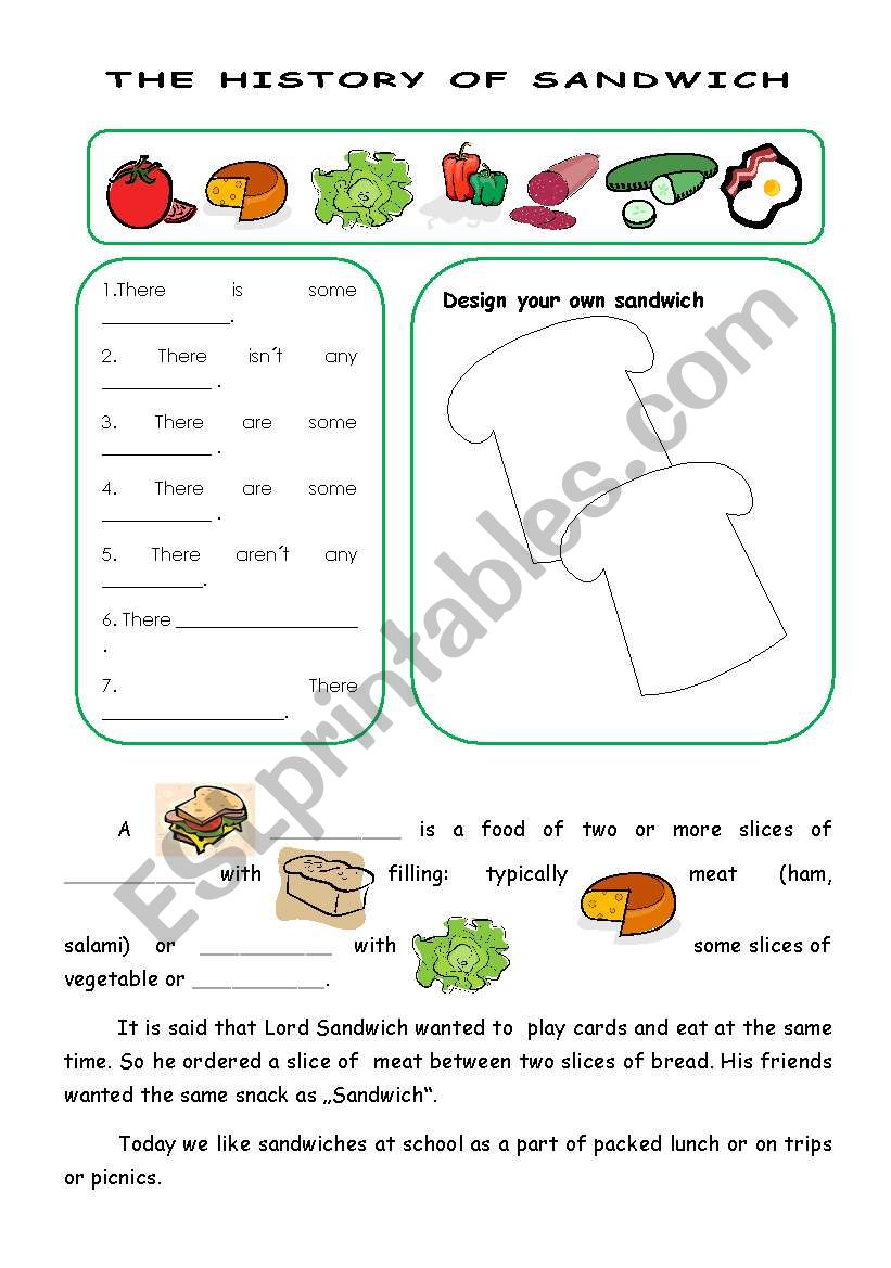 The history of sandwich worksheet