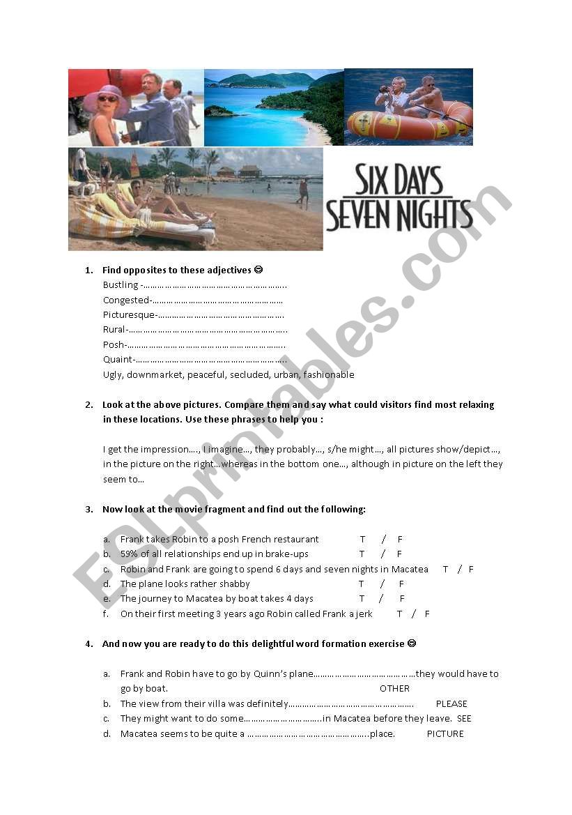 Six days seven nights film worksheet FCE