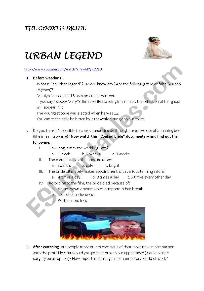 Urban legends film worksheet worksheet