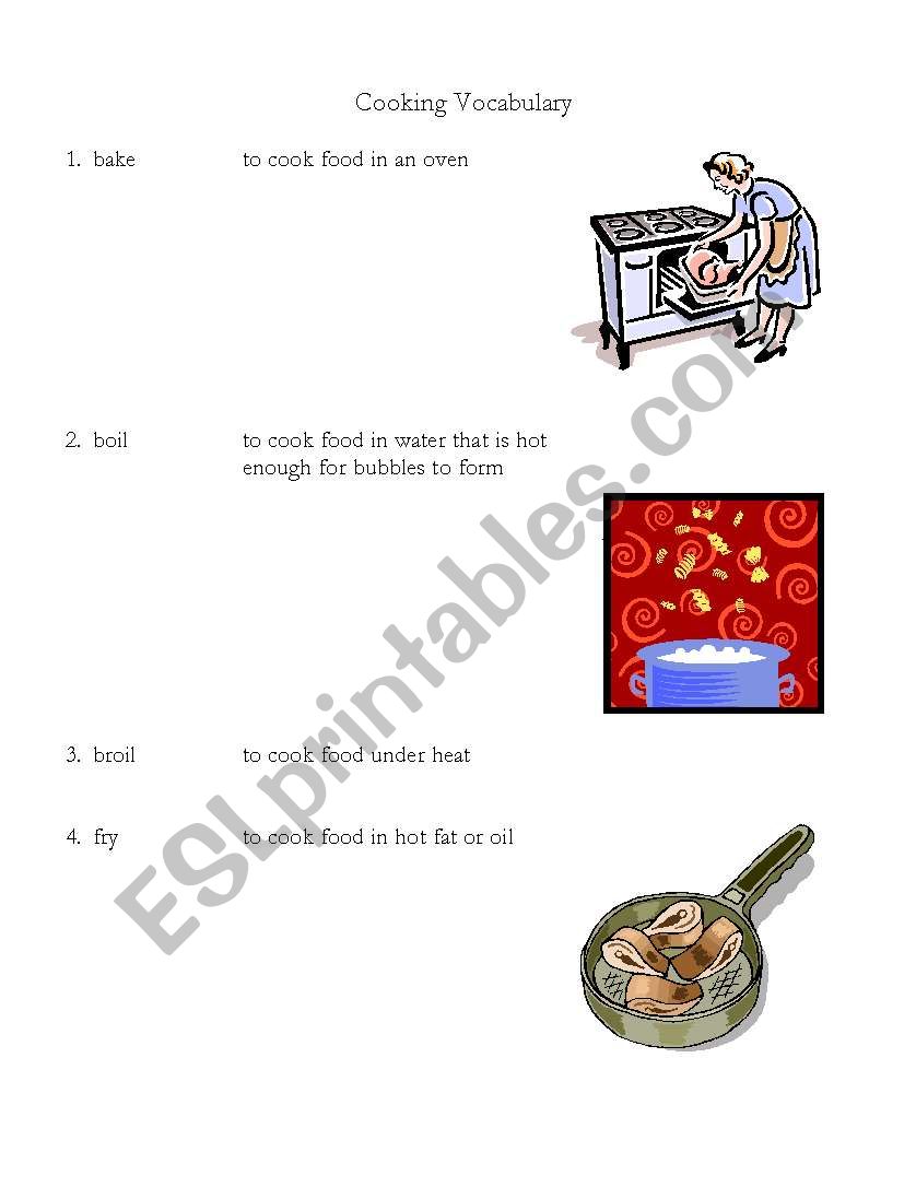 Cooking Terms (5 worksheets) worksheet