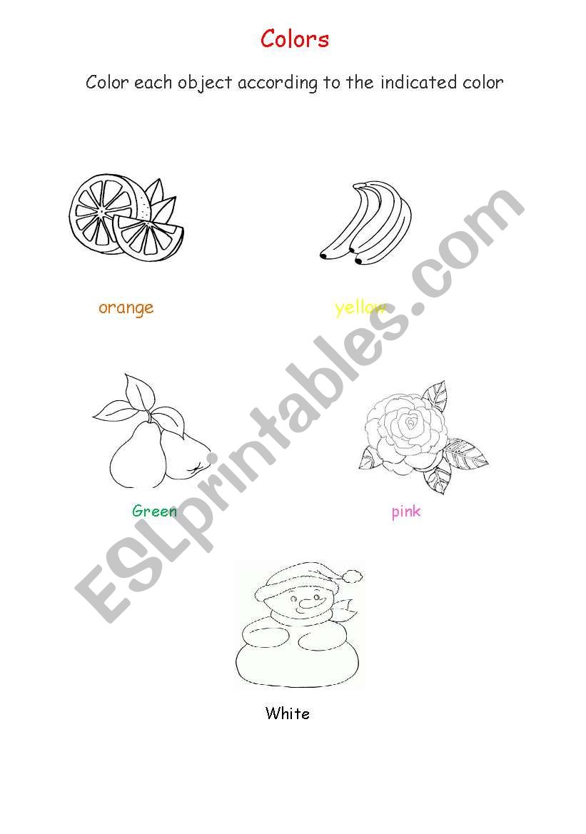 colors worksheet