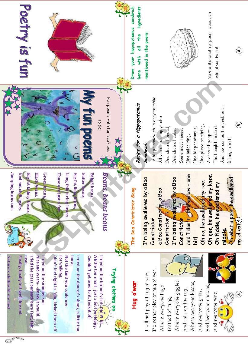 my fun poems (minibook +activity sheet)