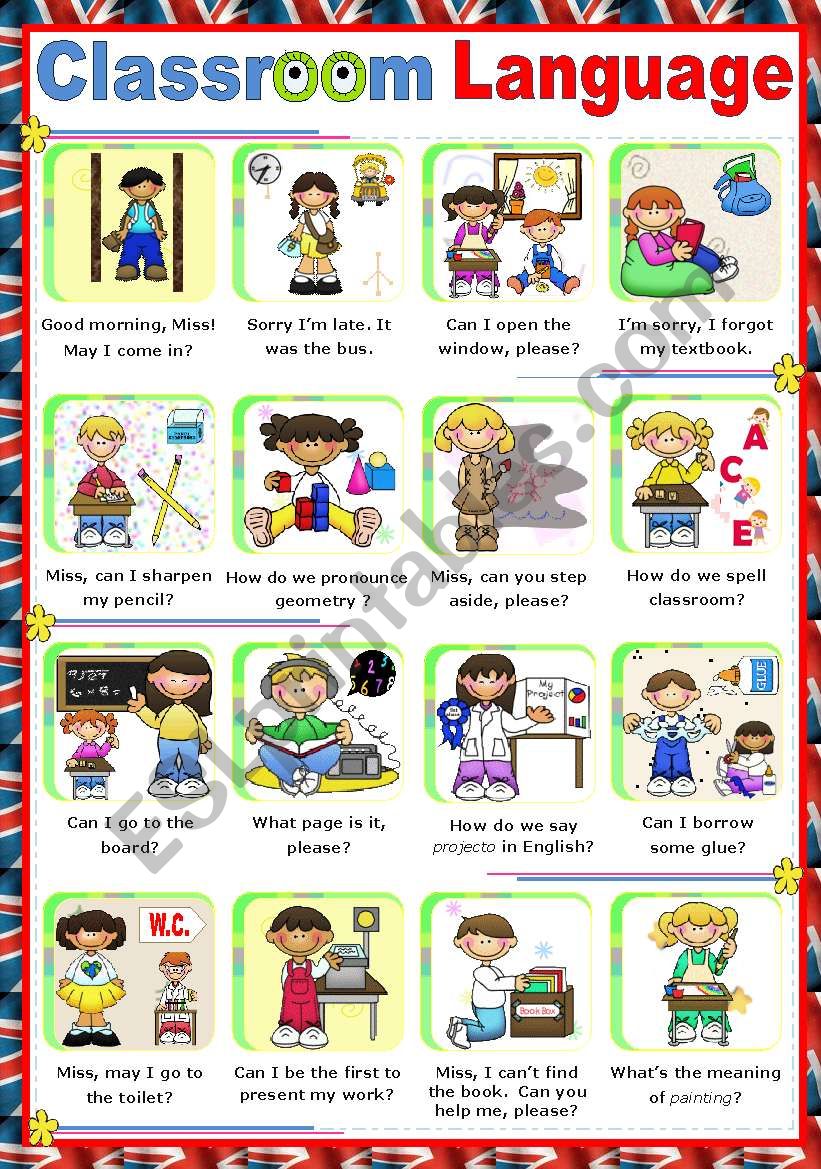 Classroom Language  -  Poster worksheet