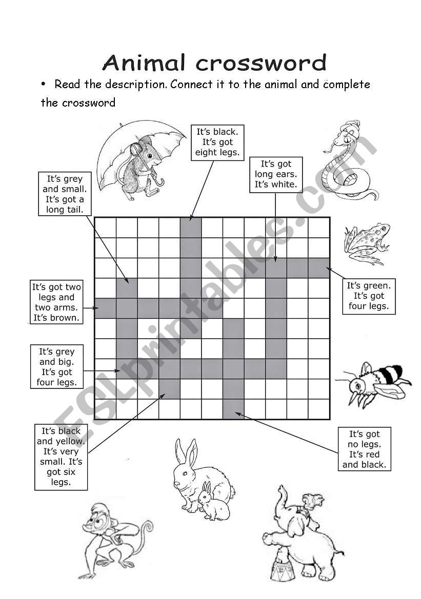 ANIMAL CROSSWORD worksheet