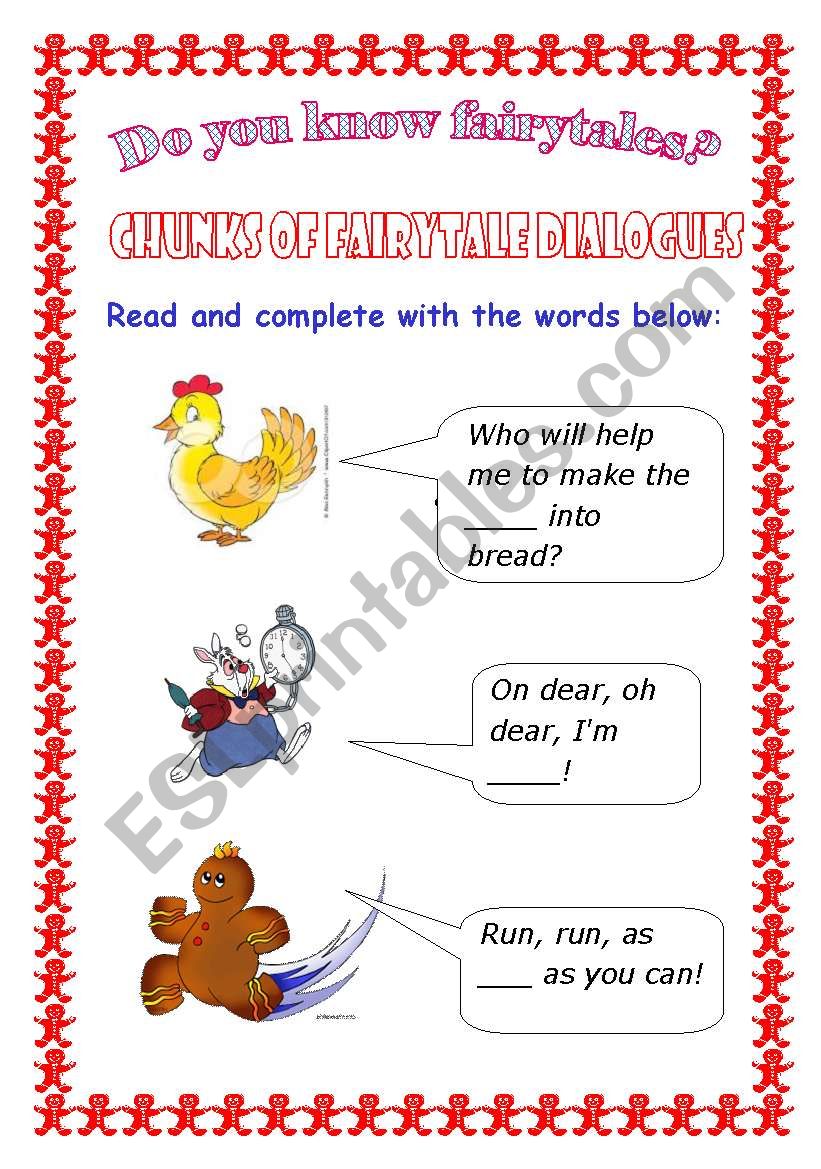 Fairytale dialogue worksheet