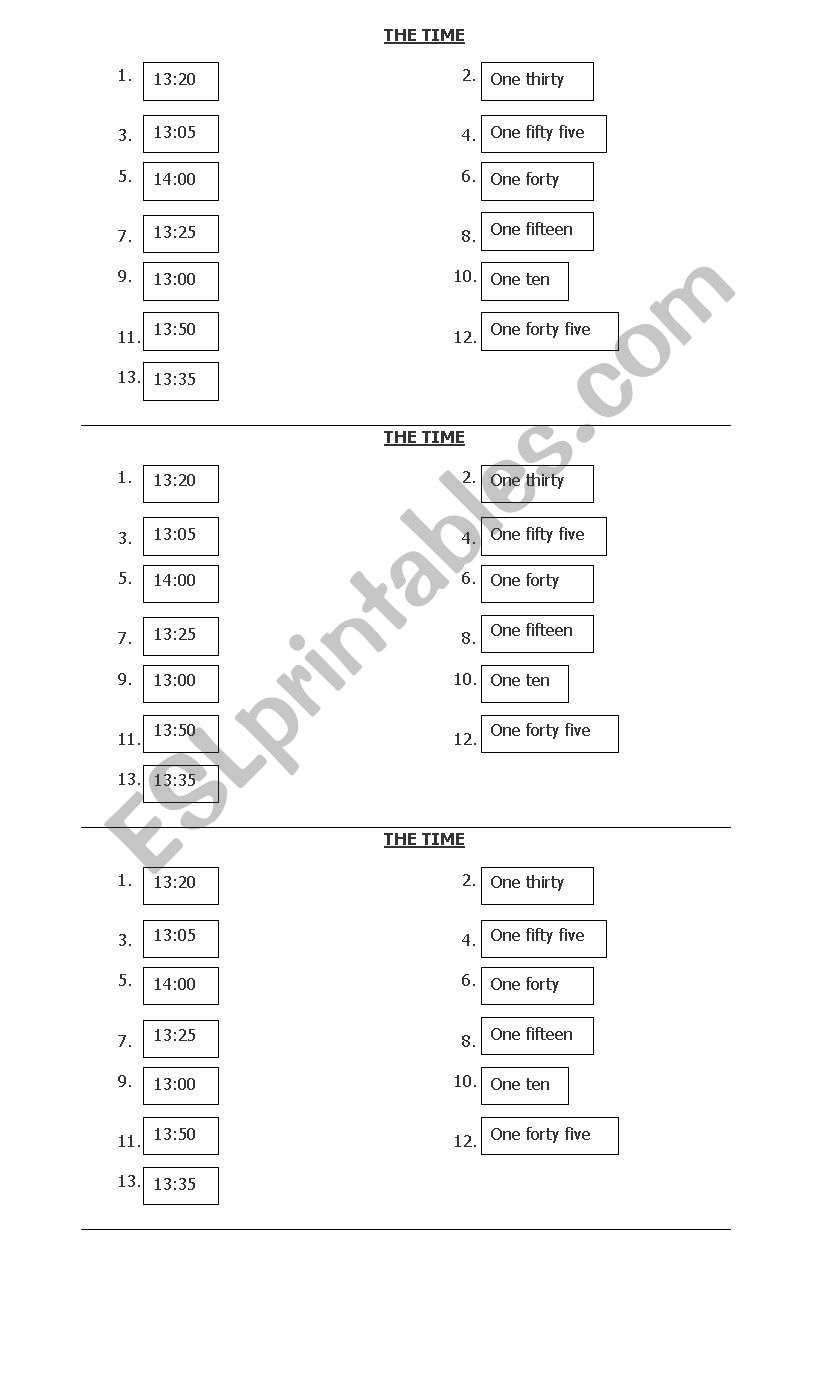 The time worksheet