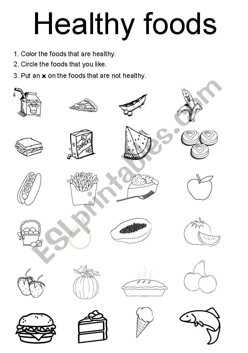 healthy foods worksheet