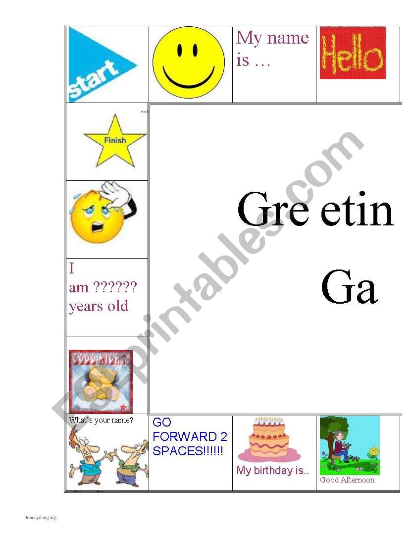 Greetings Game worksheet