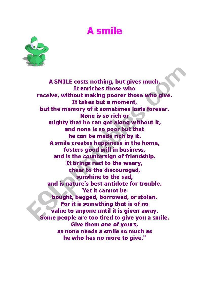 A smile worksheet