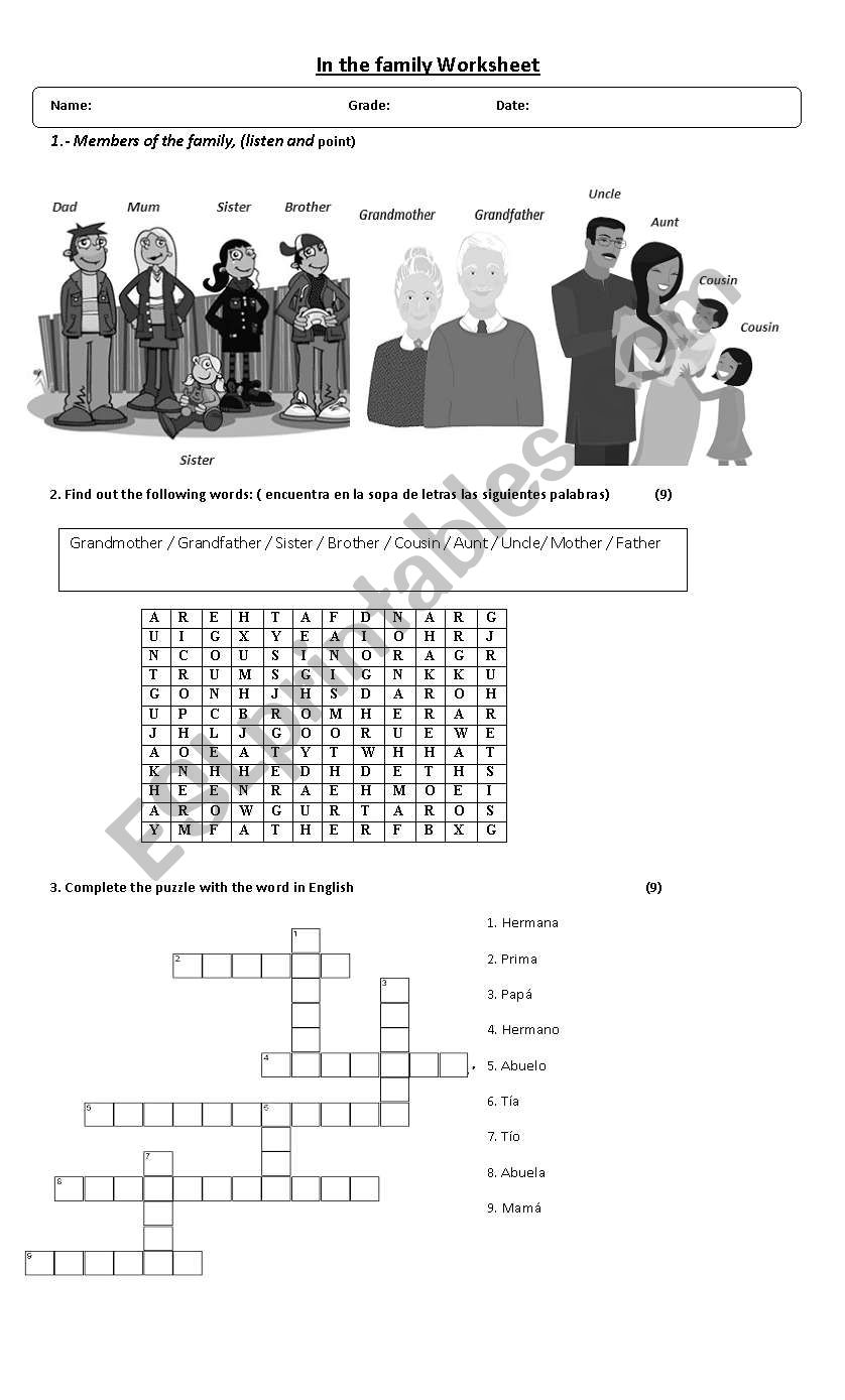 family worksheet worksheet