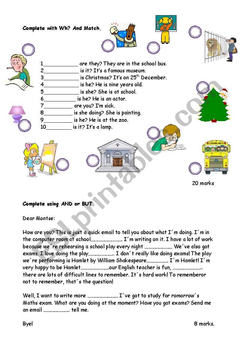 elementary test worksheet