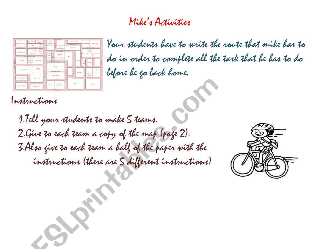 Mikes Activities worksheet