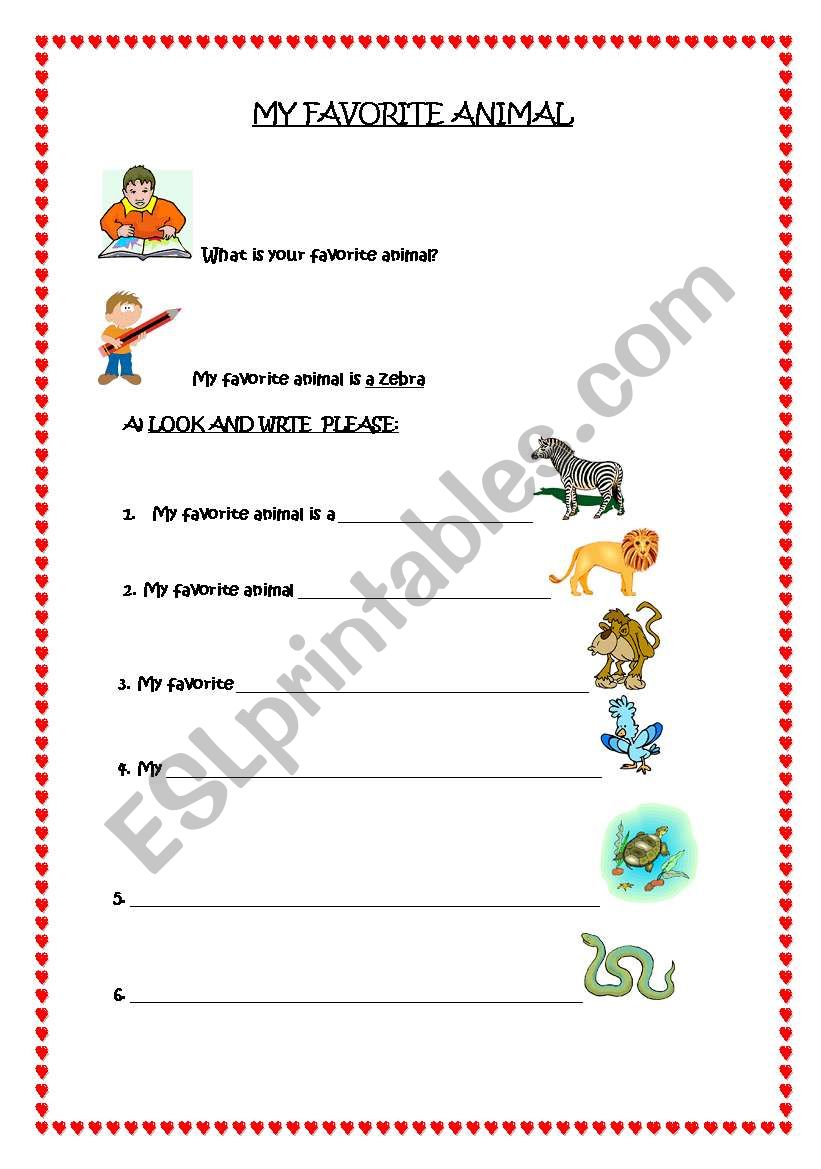 my favourite animal worksheet