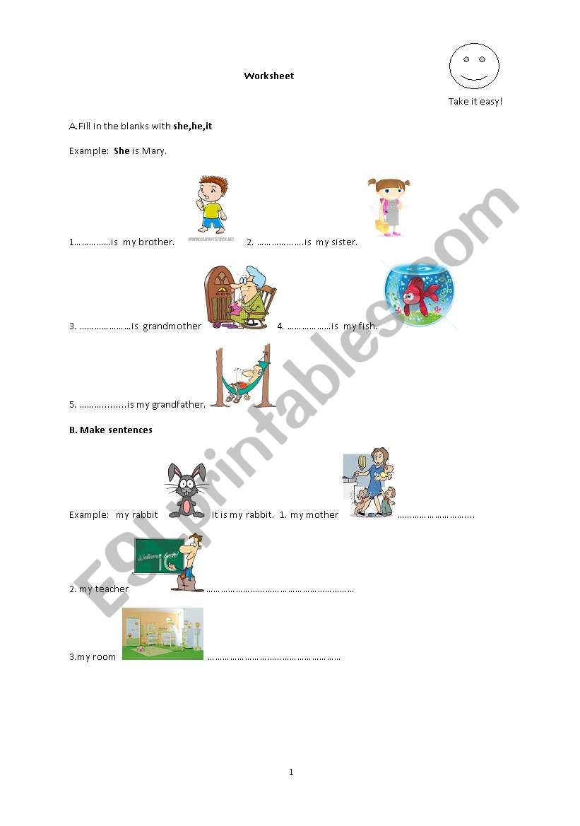 personal pronouns, to be  worksheet