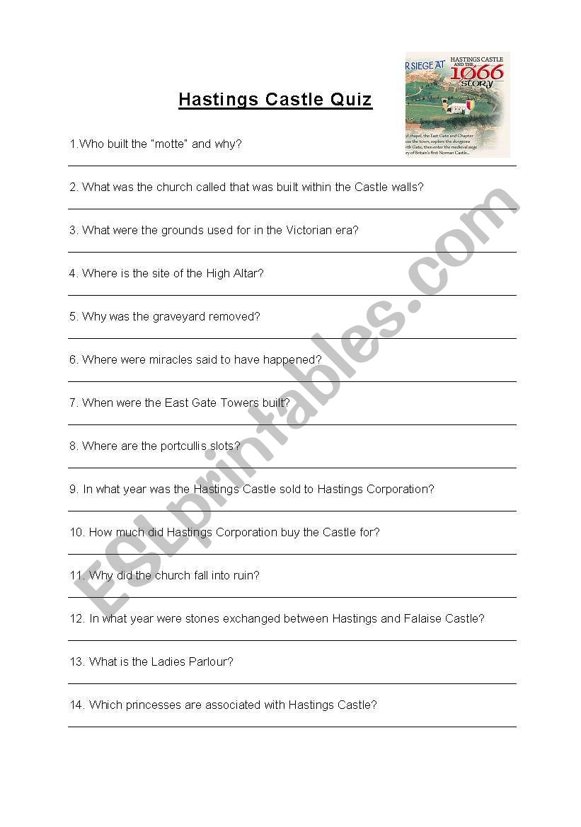 Hastings Castle Quiz worksheet