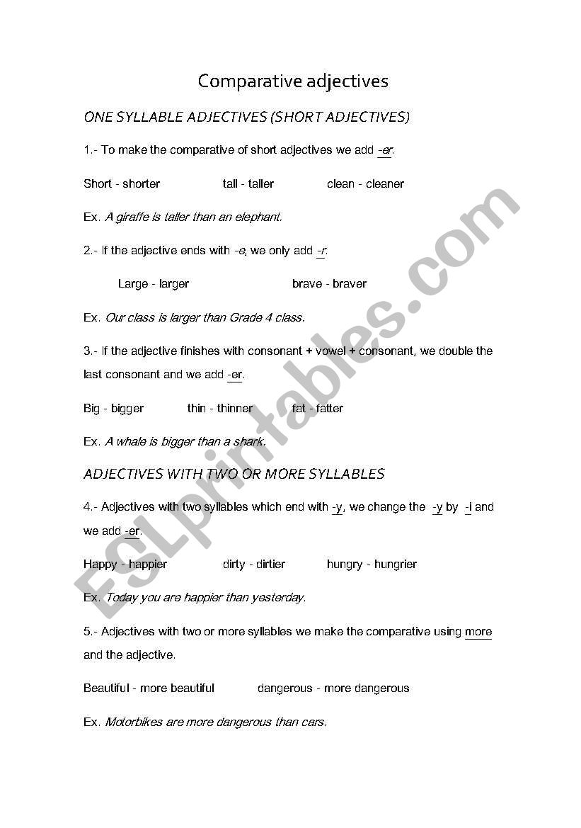 Comparative  worksheet