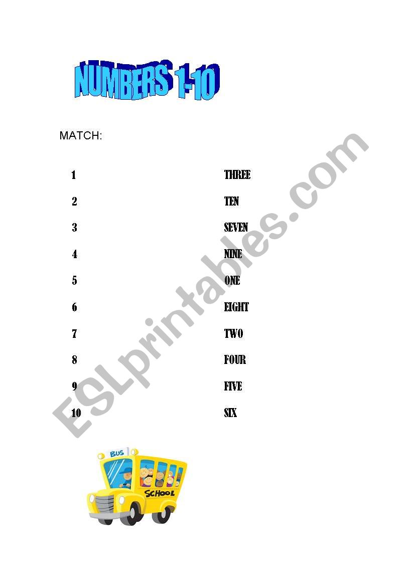 NUMBERS worksheet