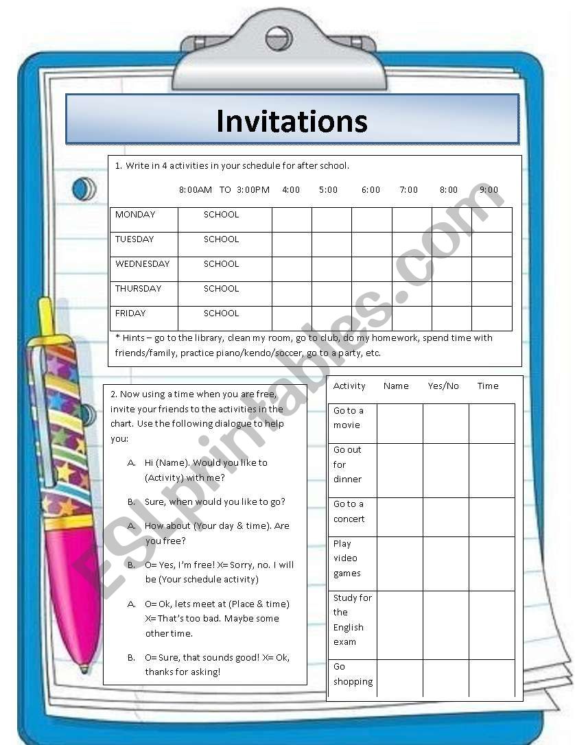 Invitations and Requests worksheet