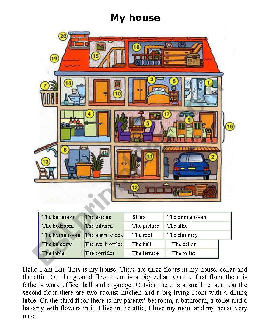 Rooms in the house - ESL worksheet by mytijana