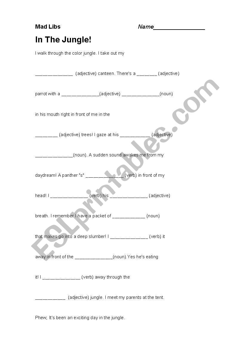 Mad Lip game worksheet worksheet