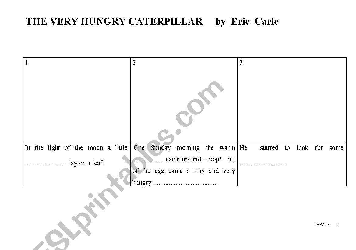 THE VERY HUNGRY CATTERPILLAR worksheet
