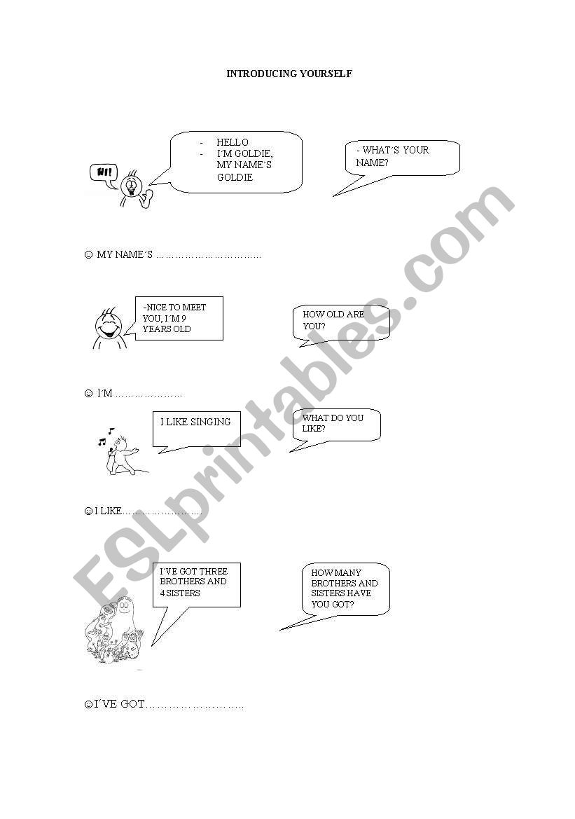INTRODUCING YOURSELF worksheet