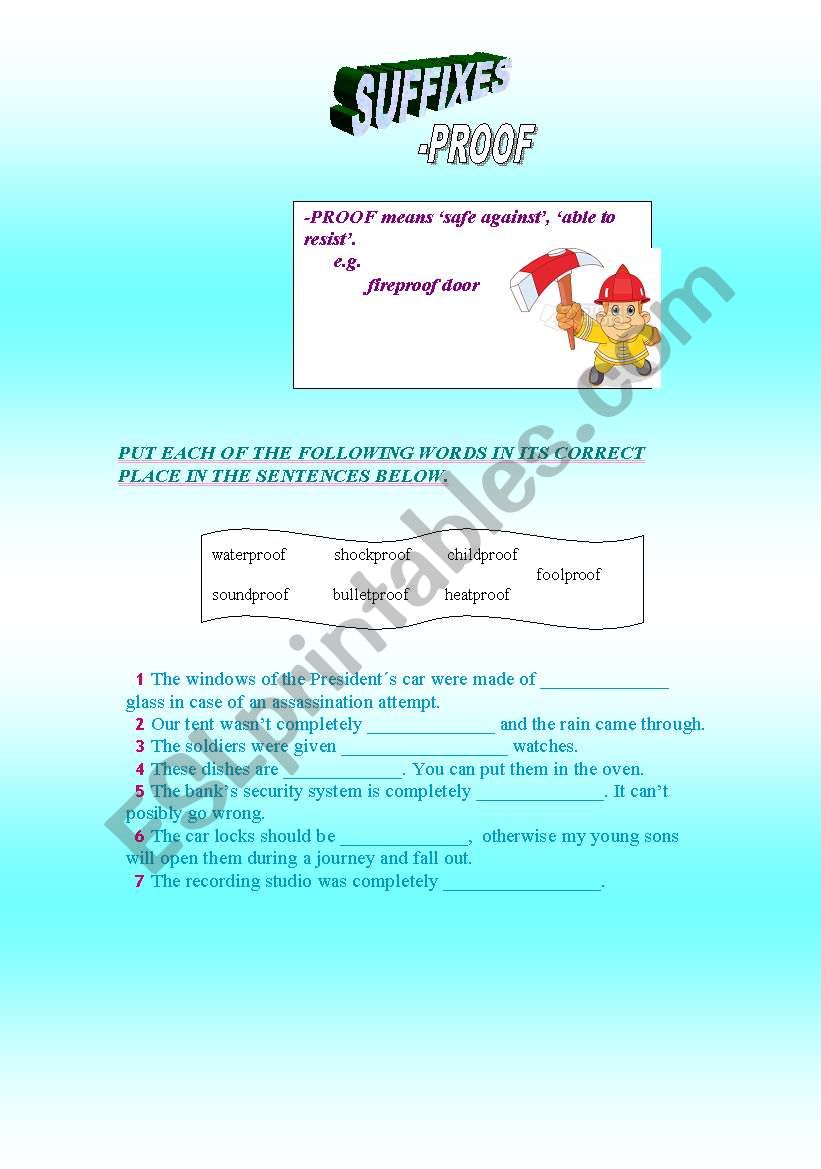 suffixes worksheet