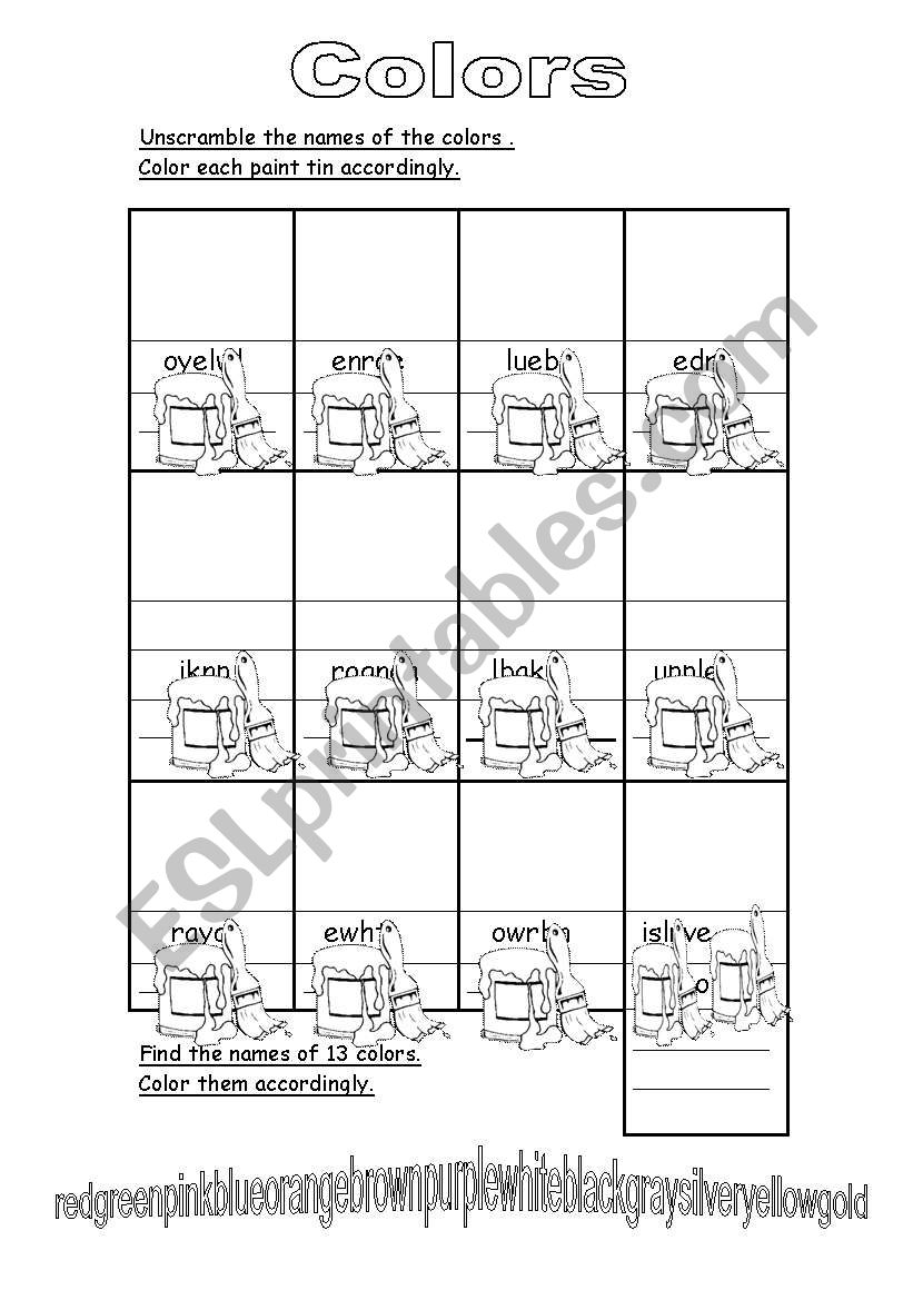 Colors worksheet