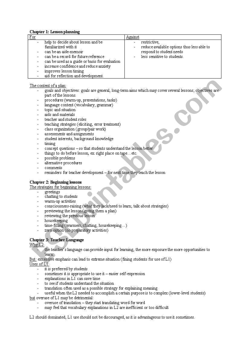 lesson planning, beginning lessons, teacher talk