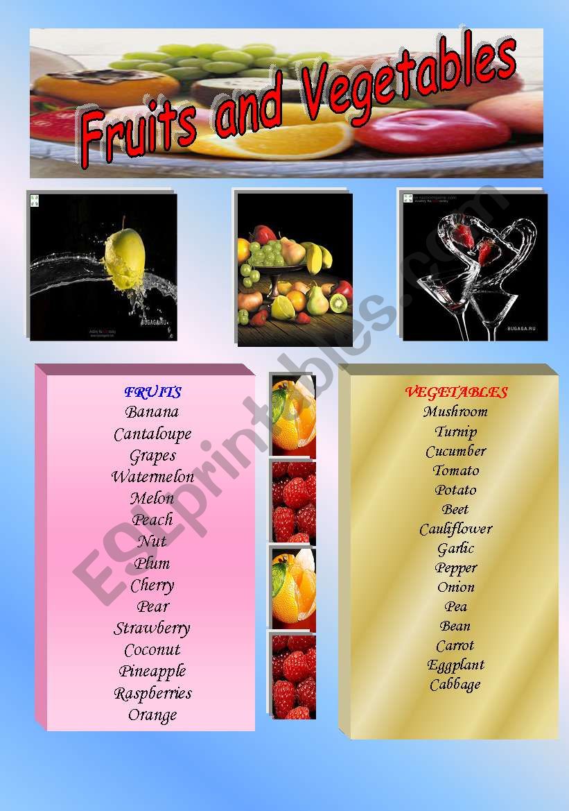 fruits and vegetables worksheet