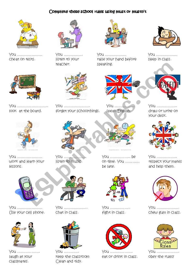 SCHOOL RULES worksheet