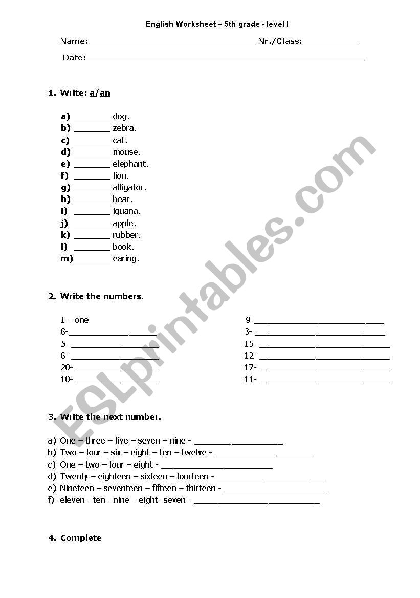 Age worksheet