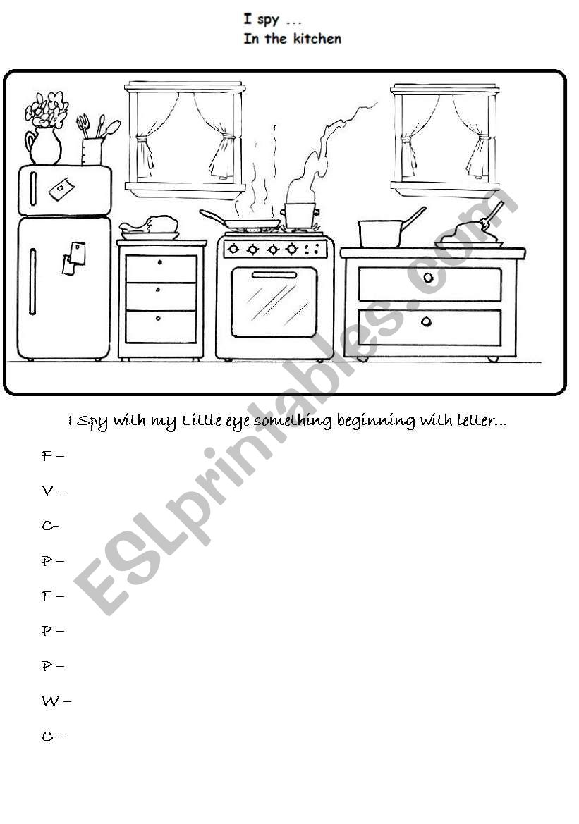 I spy ... IN THE KITCHEN worksheet