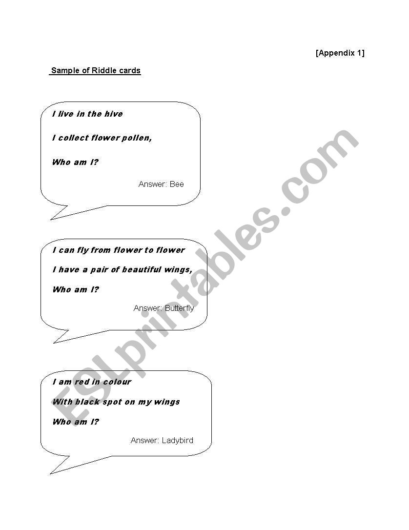 Riddles of animal worksheet